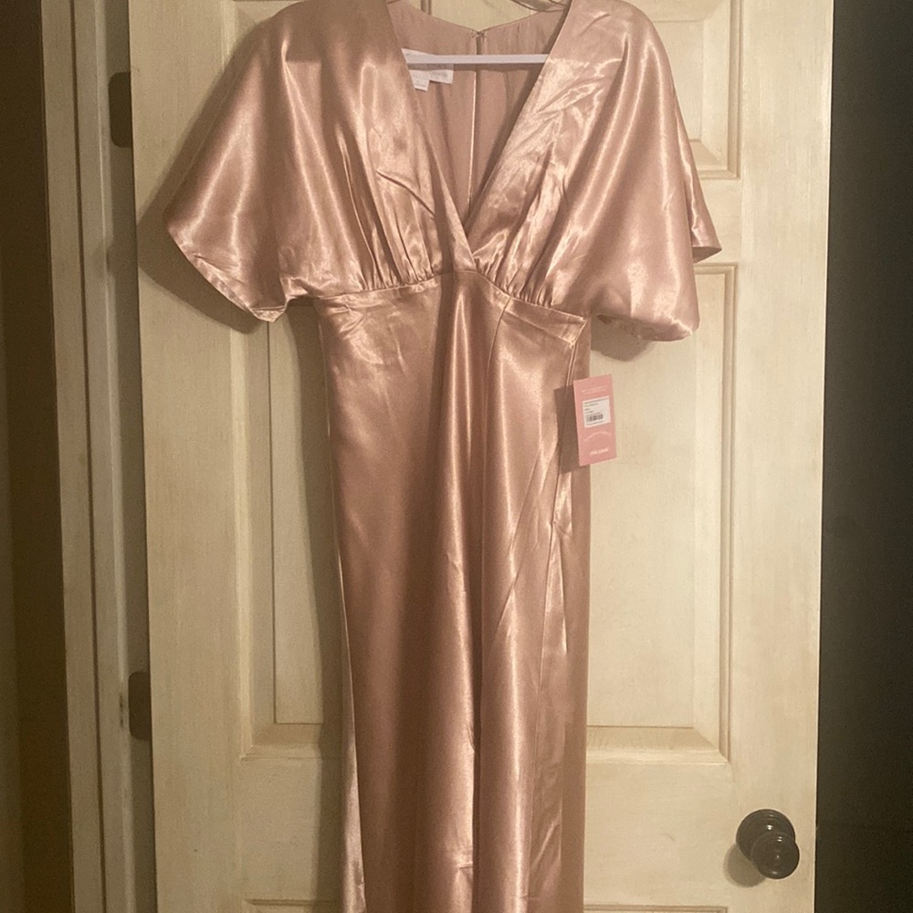 Birdy Grey Rose Gold Satin Bridesmaid Dress. Size Medium. Never worn with tags.